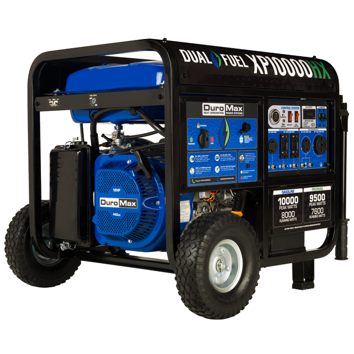 DuroMax XP10000HX 10,000 Watt Portable Dual Fuel Gas Propane CO Alert Generator