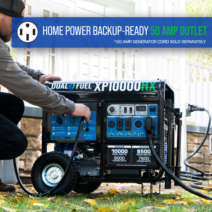 DuroMax XP10000HX 10,000 Watt Portable Dual Fuel Gas Propane CO Alert Generator